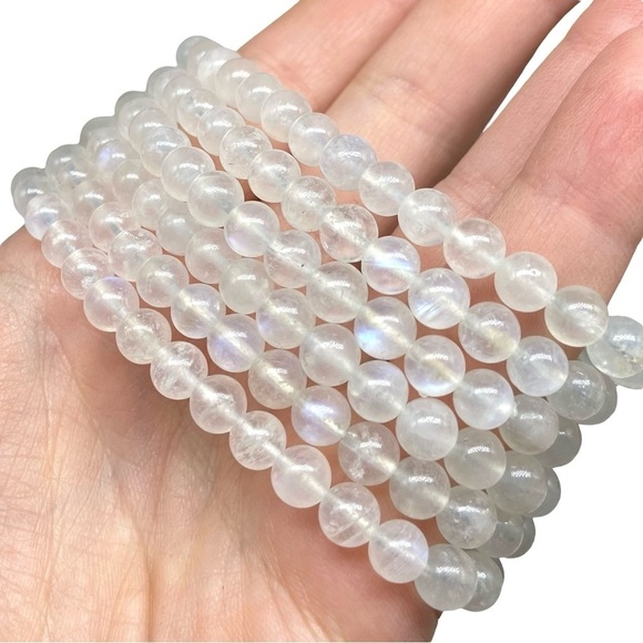 6mm Moonstone Beaded Stretch Bracelet Stone Gemstone Crystal Stretchy - Picture 3 of 5